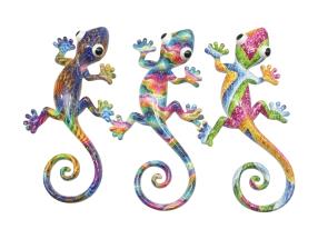 25cm Rainbow Lizard Wall Art 3 Asstd
