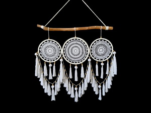 85cm Boho Driftwood Triple Macrame Dream Catcher