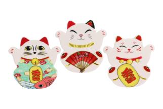 8cm Fortune Cat Magnet 3 Asstd
