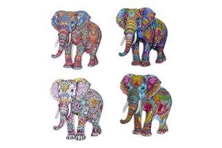 9x7cm Mosaic Elephant Magnet 4 Asstd