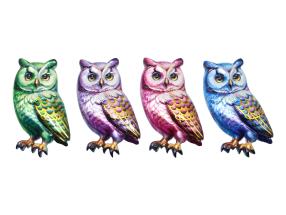 8cm Owl Magnet with Gold Foil Print 4 Asstd