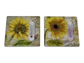 7.5x7.5cm Sunflower Magnet with Thermometer 2 Asstd