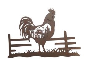 49x33cm Metal Farmyard Rooster Wall Art