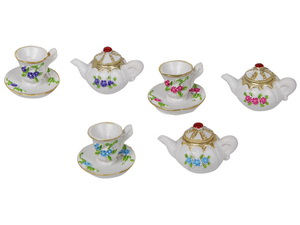 Miniature Teacup/Saucer & Teapot 6 Asstd