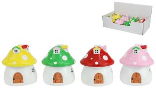 8cm Mushroom House with Chimney 4 Asstd in Display (12=Free Display)