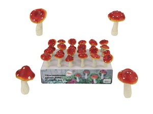10cm Mushroom Garden Stake with Display 4 Asstd
