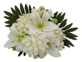 43cm White Lily & Pink Daisy Bush