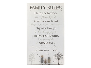 40cm Family Rules House Plaque