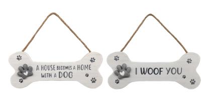 20x8cm Hanging Wall Bone Plaque with Dog Wording