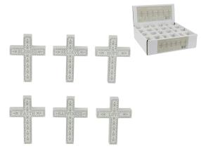 10cm MDF Cross Hanger/Plaque with Inspirational Wording 6 Asstd (18=Free Display)