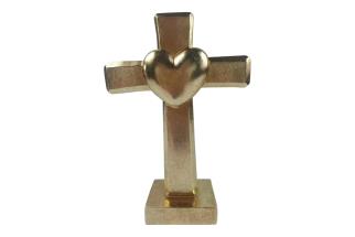 20x14cm Gold Cross with Love Heart Design