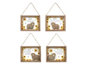 15x12cm Hanging Plaque with Cow & Sunflower Inspirational Design 4 Asstd