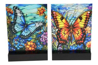 21x14cm Suncatcher Table Decor with Butterfly Design 2 Asstd