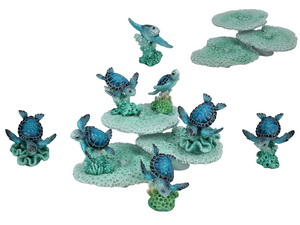 8cm Turtle on Coral on Coral Base 5 Asstd (25=Free Display)