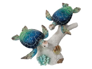 26cm Twin Turtles on Coral Base