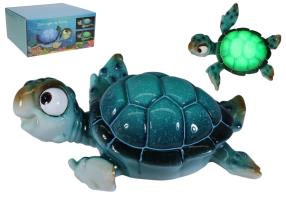 21cm Blue Comical Marble Turtle with Light in Gift Box
