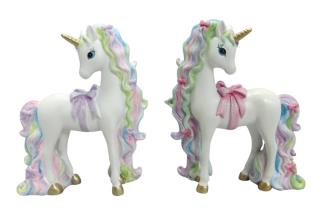 12x14cm Standing Unicorn with Pretyy Bow & Long Hair 2 Asstd
