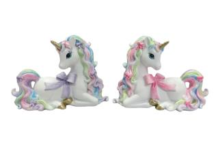 12x9cm Laying Unicorn with Pretty Bow & Long Hair