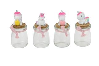 12cm Unicorn on Wishing Jar 4 Asstd (12=Divider Perforated Box)