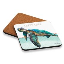 Set of 6 10cm Square Cork Coaster Turtle by Kelly Lane
