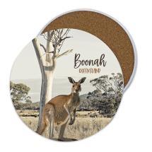 Set of 4 Ceramic Round Coaster 10cm (Gift Box) Kangaroo