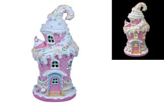 28x15cm Candy Cane Ice Cream Cottage with Light in Gift Box