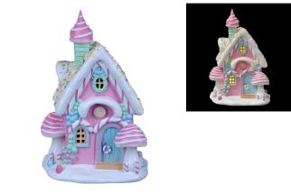 30x17cm Candy Cane Cottage with Light in Gift Box