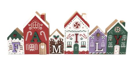 40x15cm Plaque with Family Christmas Design