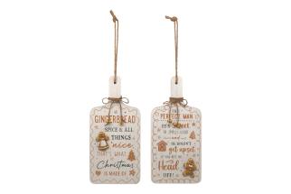 30x15cm Hanging Plaque with Christmas Gingerbread Design